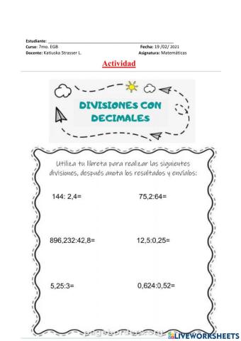 División de decimales