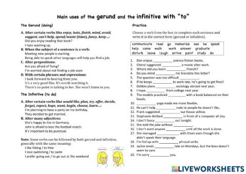 Gerunds and infinitives