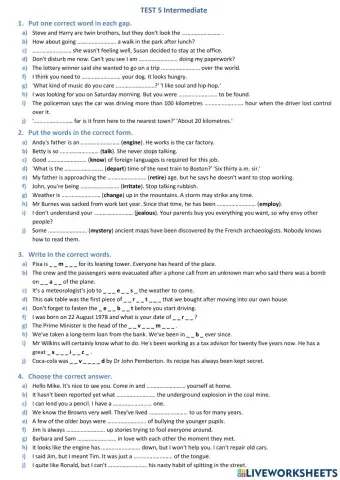 Test leksykalny Intermediate 5