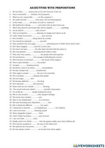 Adjectives with prepositions