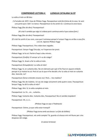 Comprensió lectora: Viatge al món en 80 dies