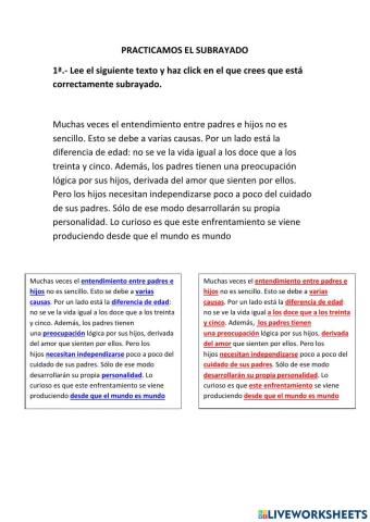 Practicar el subrayado