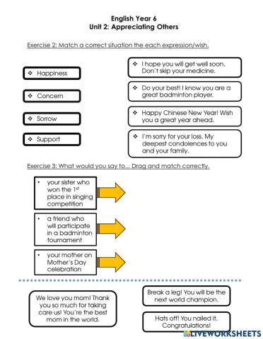 Appreciating others year 6