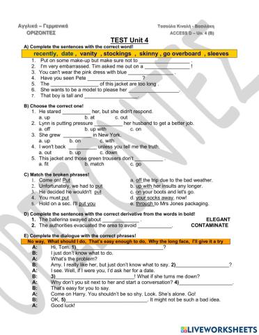 Access 4.Test 4+5 D class