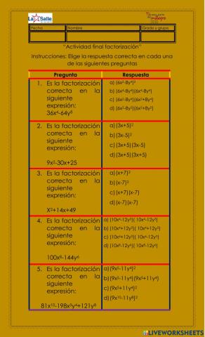 Casos de factorización