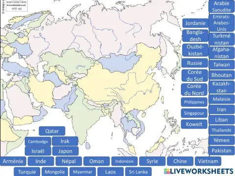 Pays de l'Asie - Drag & Drop