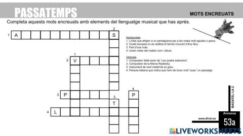 Mots encreuats musical