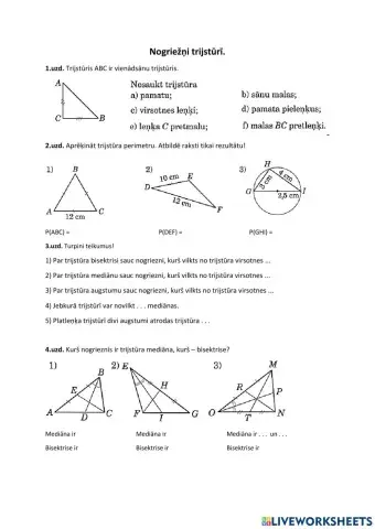 Nogriežņi trijstūrī.