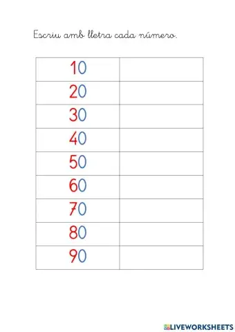 Escriptura números desena