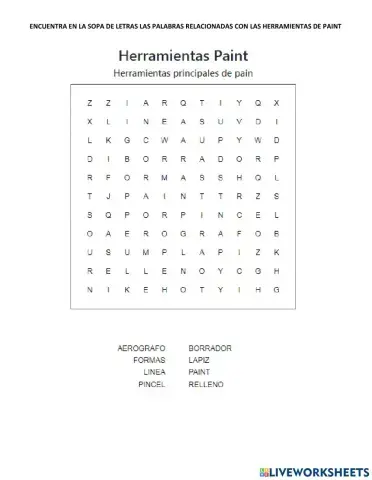 Sopa de letras Paint