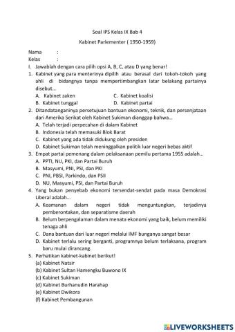 Soal UH Kabinet Parlementer