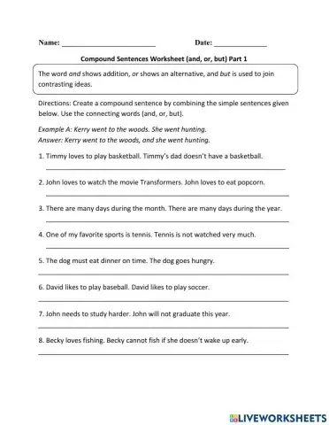 Compund sentences, and- or- but