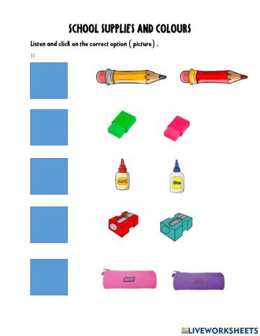 School Supplies and Colours