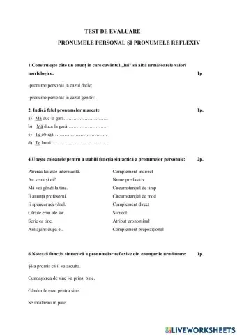 Pronume personal si reflexiv