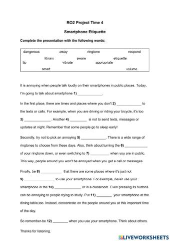 Project Time 4 Smartphone Etiquette