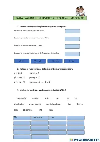 EXPRESIONES ALGEBRAICAS- MONOMIOS
