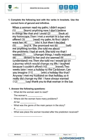 Infinitives and gerunds