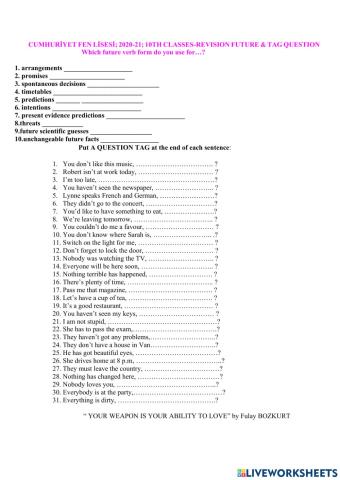 Count me in - TAG Questions