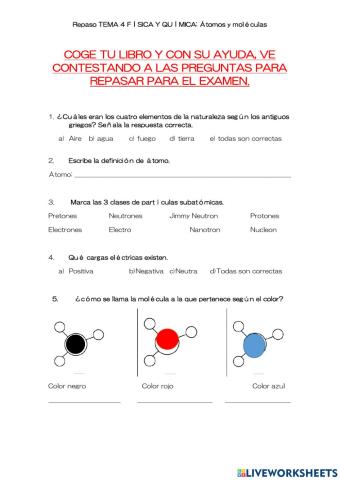 Repaso Tema 4 Átomos