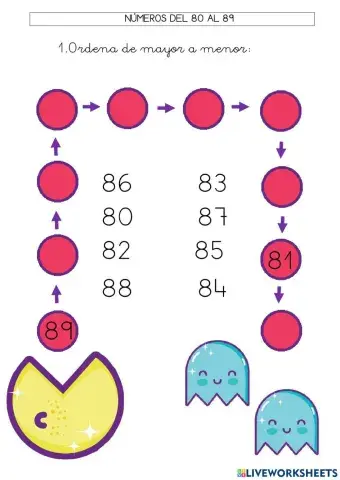 Ordenar de mayor a menor (80 al 89)