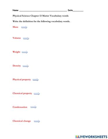 Matter Vocabulary