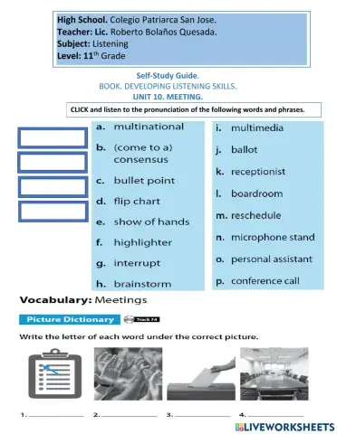 BOOK DEVELOPING. UNIT 10. MEETINGS