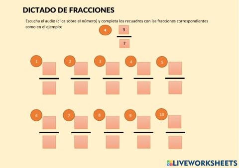Dictado de fracciones