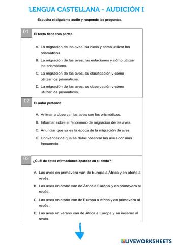 Lengua castellana - audición i