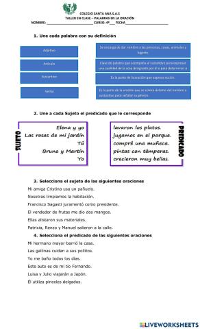 Palabras en la oración