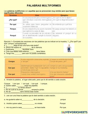 Las palabras multiformes