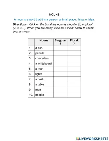 Nouns - Singular or Plural