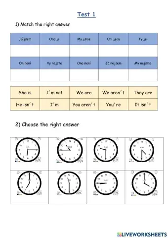 Test 1 - to be, time