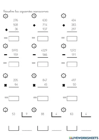 Operaciones tercero primaria