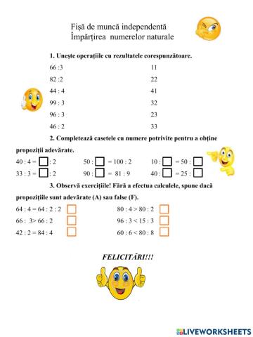 Împărțirea numerelor naturale