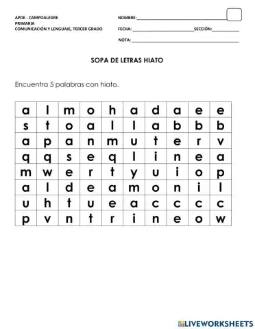 Sopa de letras hiato