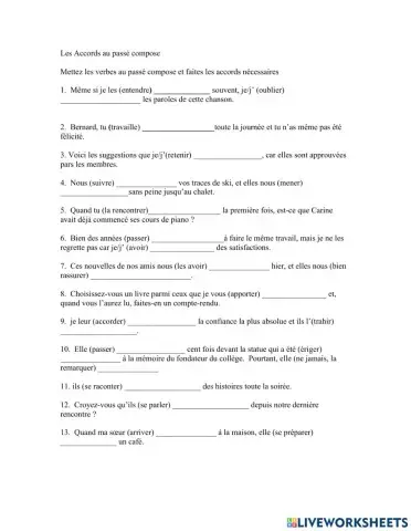 Passé Composé - les accords