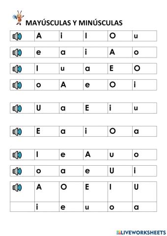 Vocales mayúsculas y minúsculas