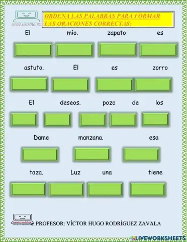 Ordena las oraciones con Z