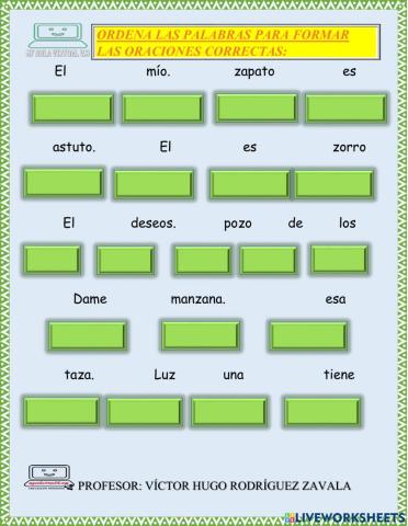 Ordena las oraciones con Z