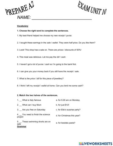 Prepare a2, unit test 10