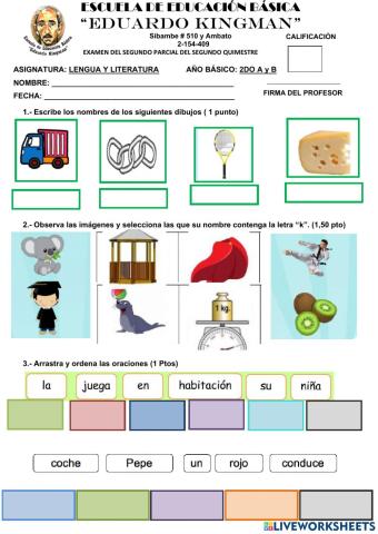 Evaluación 2do Parcial 2do Quimestre