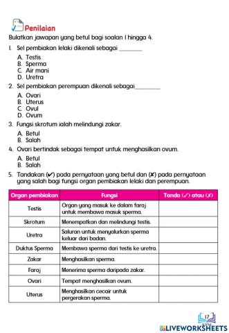 Latihan pengukuhan Organ Pembiakan manusia
