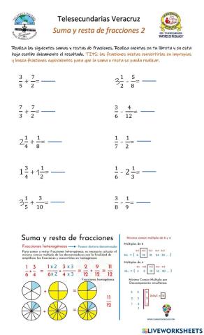Sumas y restas de fracciones