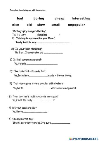 Starter Unit -basic adjectives