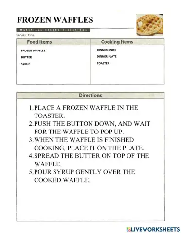 Frozen waffles cooking class