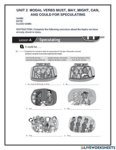 Modal verbs for speculating