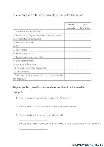 Lettre formelle