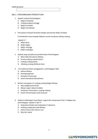 BAB 2 PERLEMBAGAAN PERSEKUTUAN KSSM T5