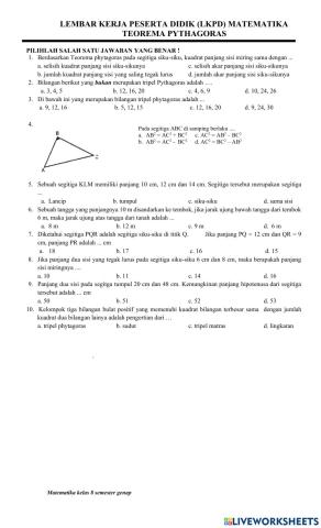 Lkpd teorema pythagoras