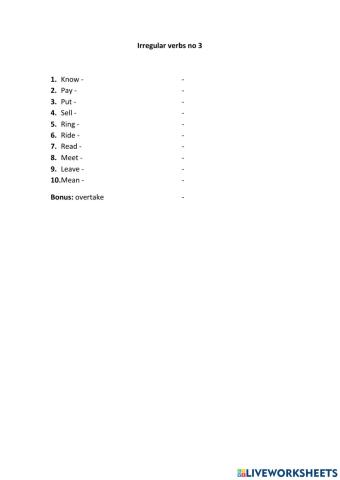 Irregular verbs no 3